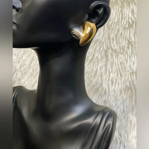 Stainless Steel 18K Gold Silver IG Geometric Heart Shape Earrings Mixed Metal